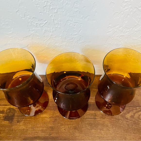 Set of 3 Colony Richmond Amber Gold Orange Cordial Glasses Water Goblets VTG - Picture 4 of 7